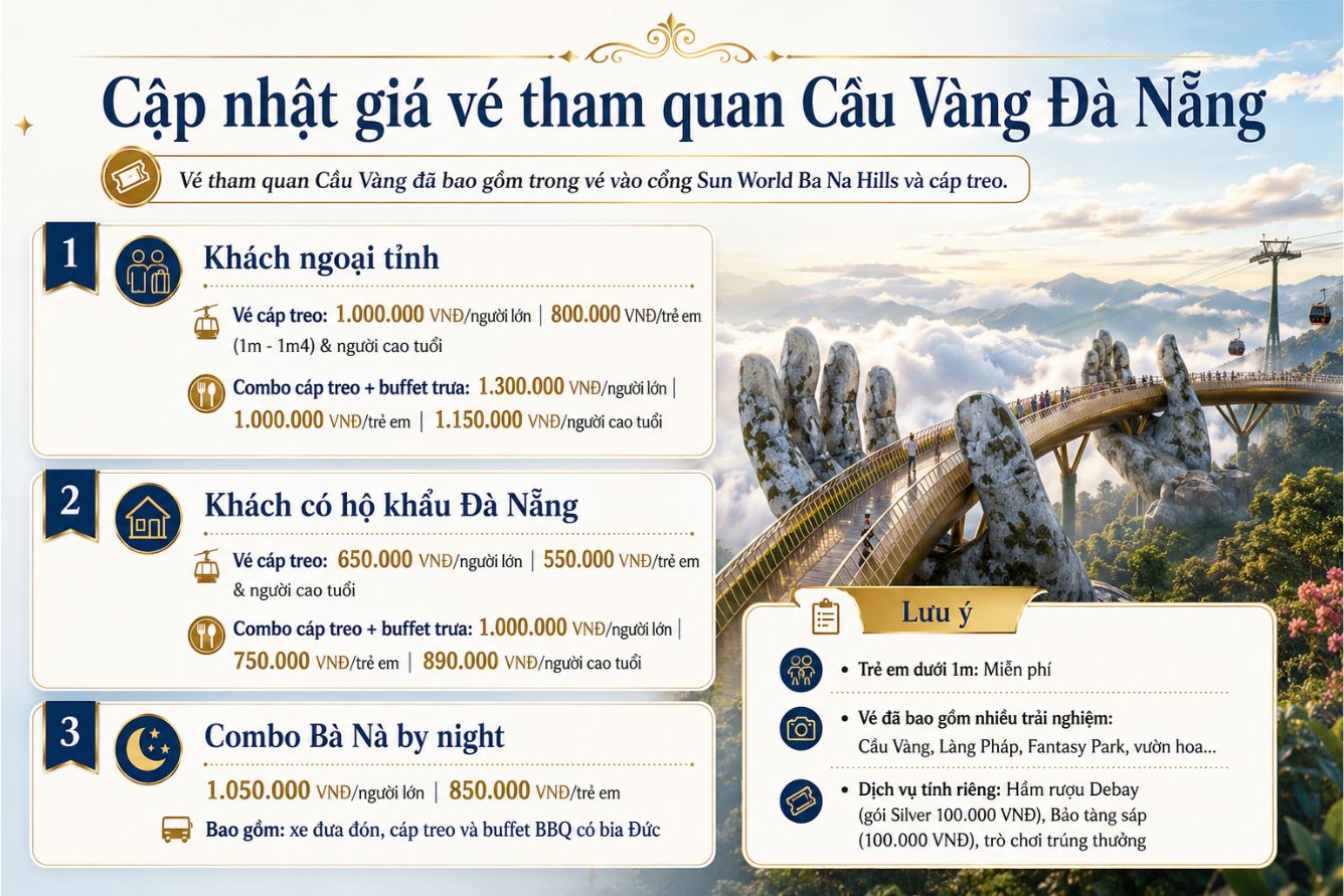 Giá vé tham quan Sun World Ba Na Hills được niêm yết rõ ràng