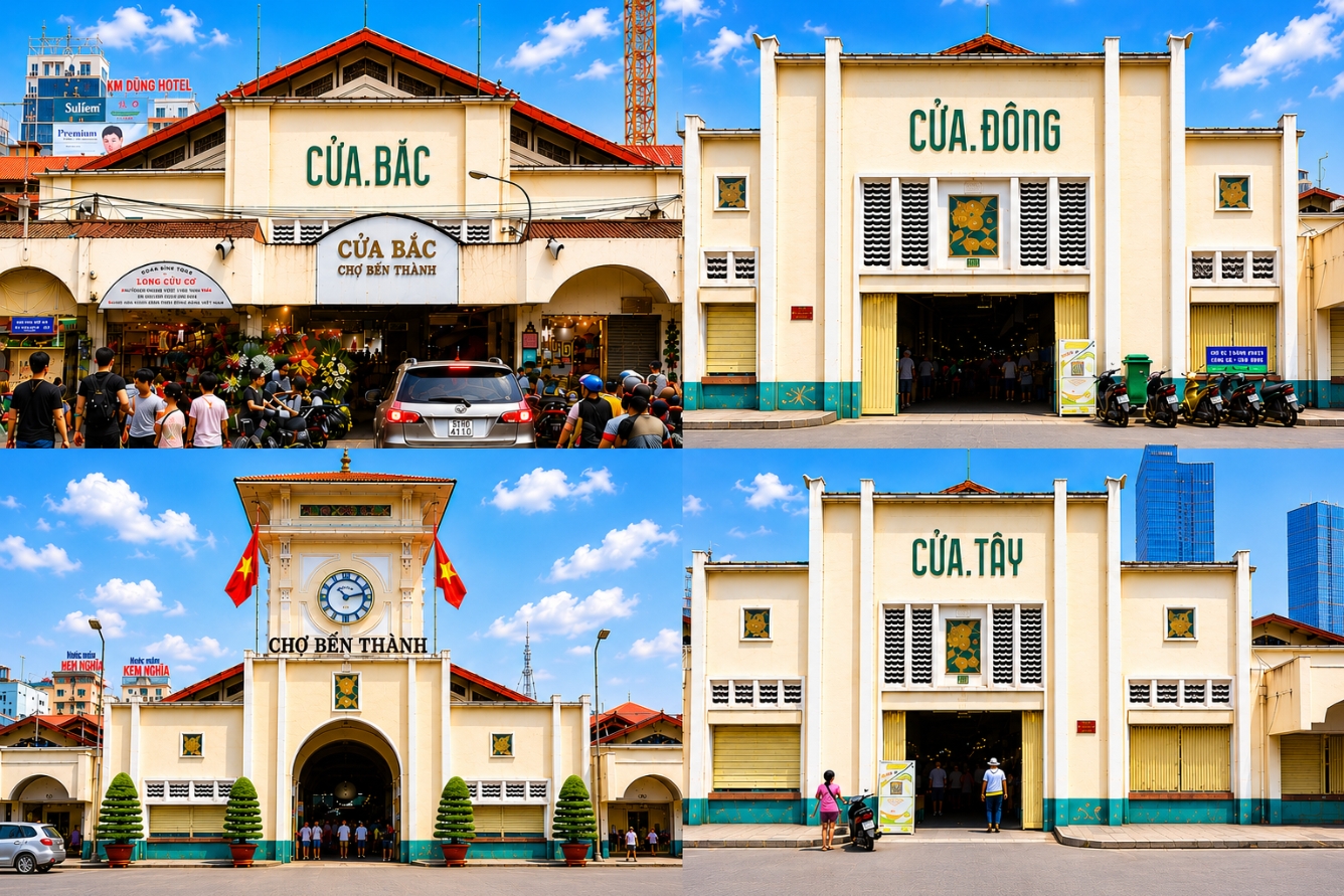 Chợ Bến Thành có bao nhiêu cổng