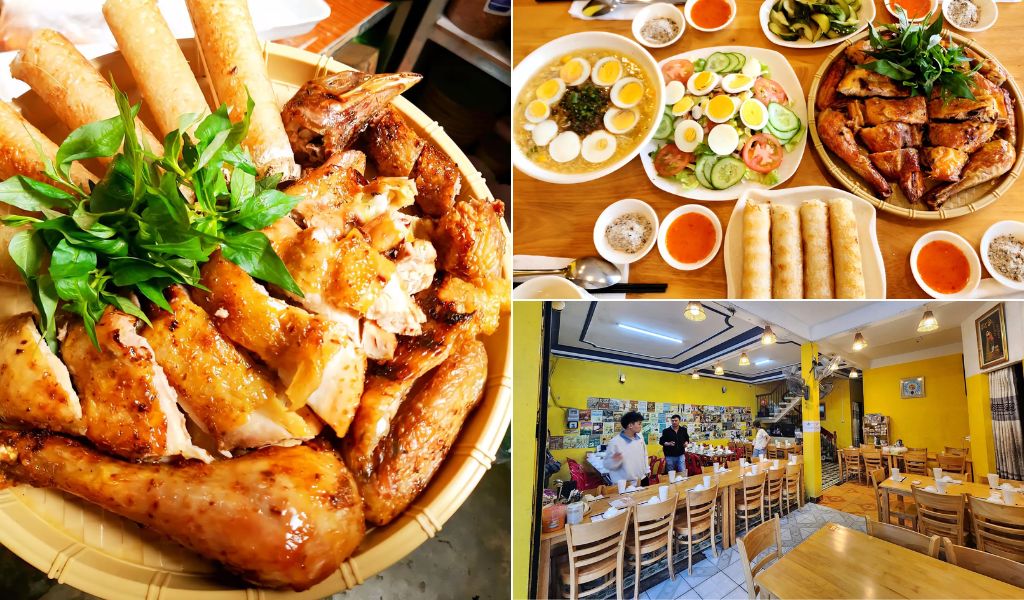 Gà nướng cơm lam tại quán 77 Đoàn Thị Điểm