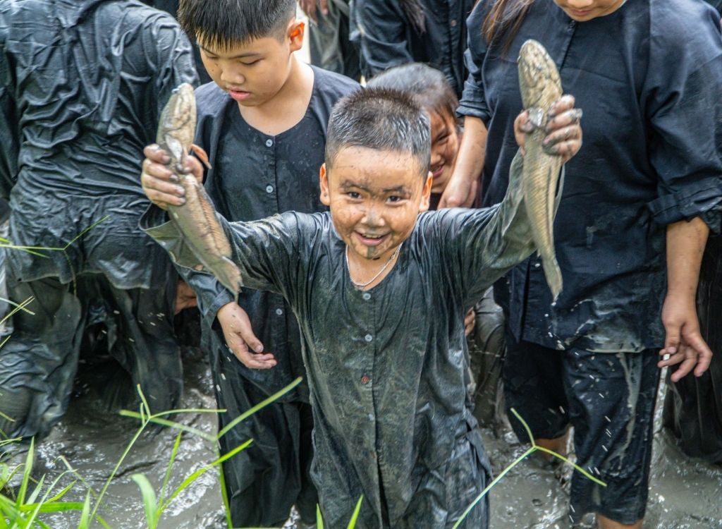 Tát mương bắt cá dân dã