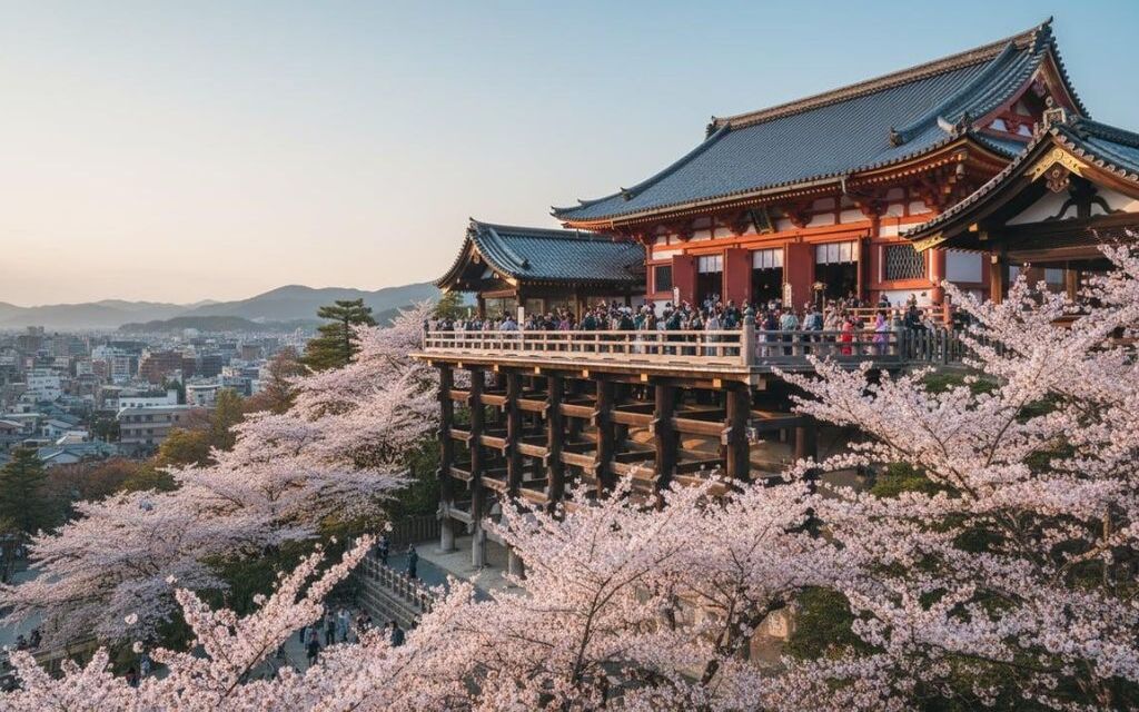 Chùa Kiyomizu dera trên sườn núi