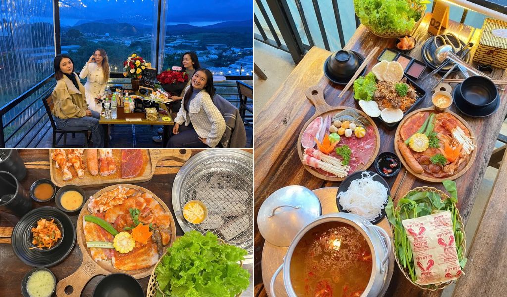 View thung lũng về đêm tại Tiệm Nướng Màu Vàng