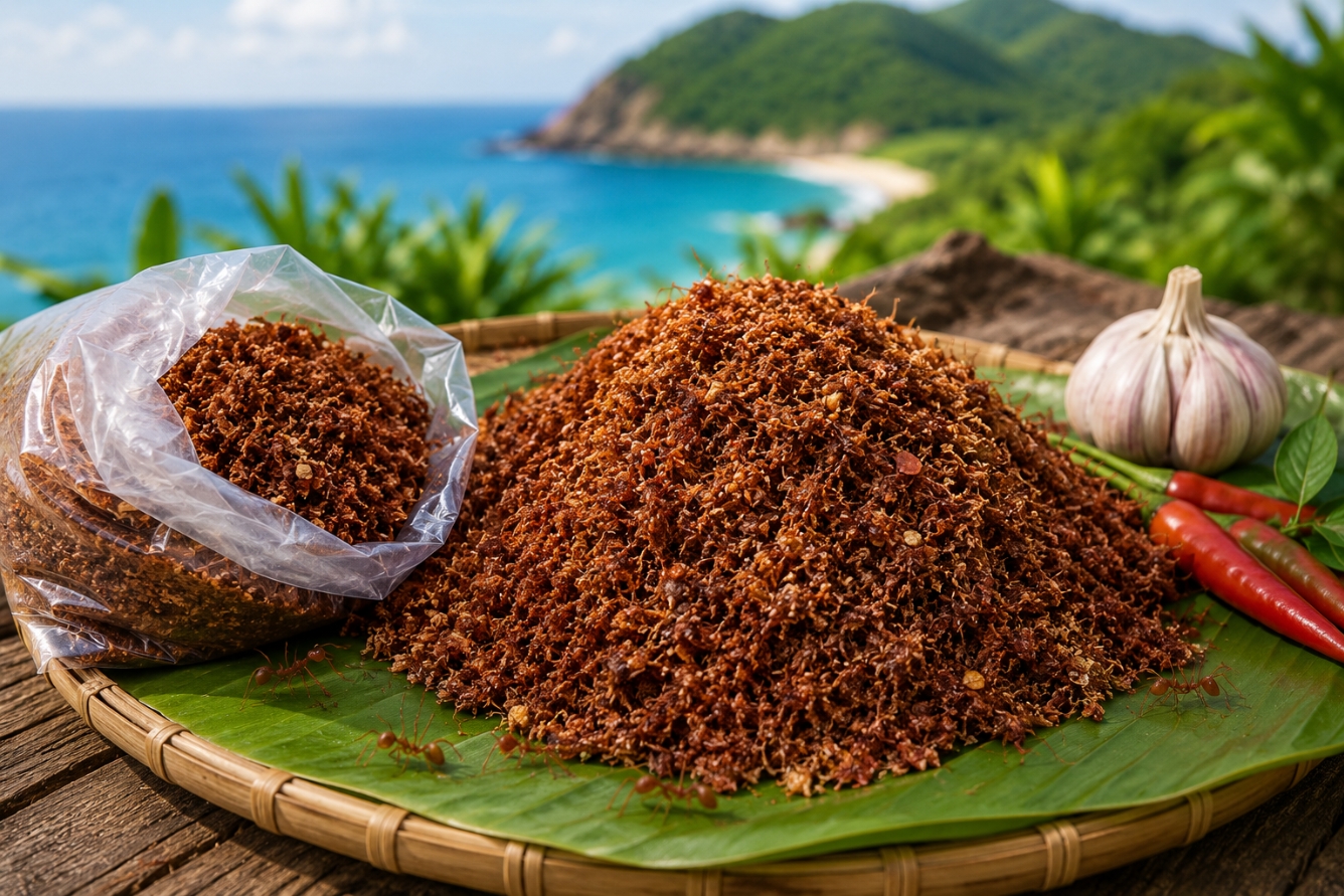 Hương vị muối kiến vàng dân dã đặc trưng của Phú Yên.