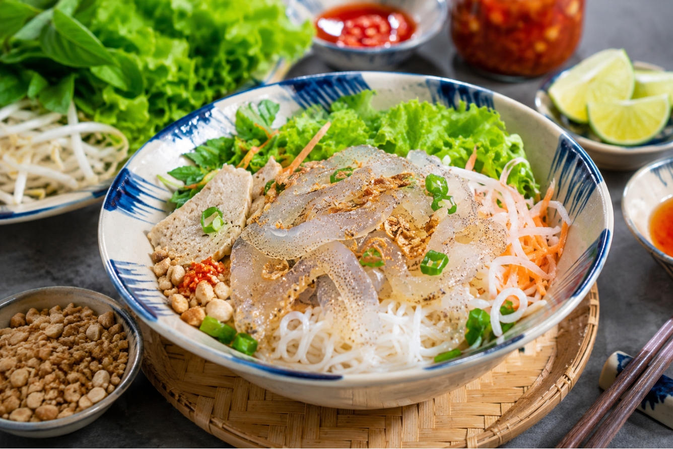 Bún sứa Phú Yên với hương vị thanh nhẹ, tươi ngon đặc trưng