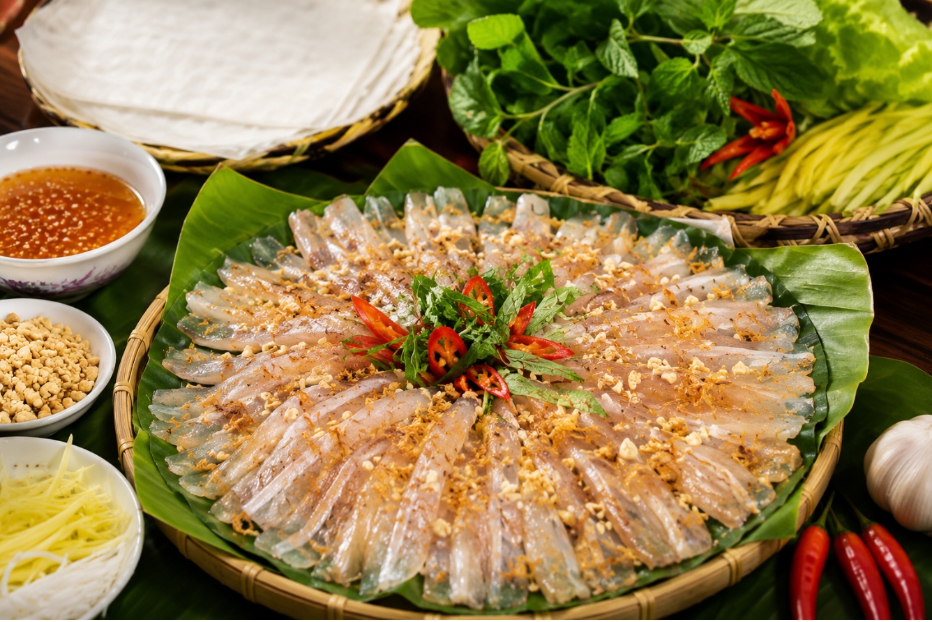 Gỏi cá mai Phú Yên với vị tươi ngọt và hương vị đặc trưng miền biển.
