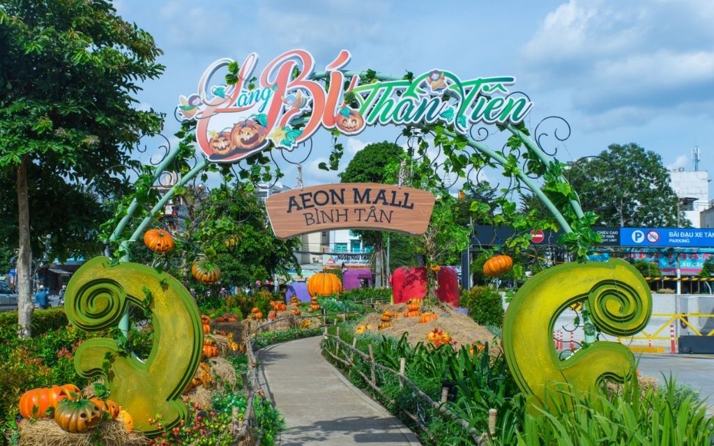 tiểu cảnh bí ngô tại AEON Mall Bình Tân 