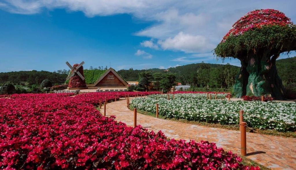 Fresh Garden Đà Lạt là sự kết hợp giữa vườn hoa, tiểu cảnh nghệ thuật, không gian châu Âu hiện đại và nhiều khu trải nghiệm ngoài trời