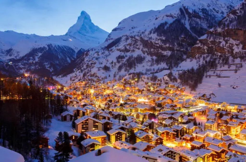  zermatt phủ tuyết trắng mùa đông