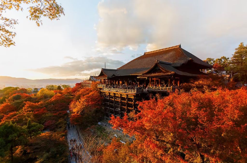 Chùa Kiyomizu-dera giữa rừng lá đỏ Kyoto