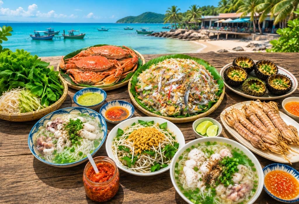 Các món ăn mang đậm hương vị biển đảo Phú Quốc.