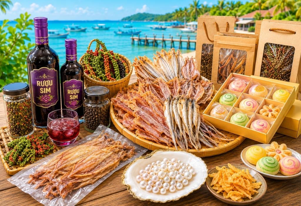 Các đặc sản nổi tiếng của Phú Quốc thích hợp mua về làm quà. 