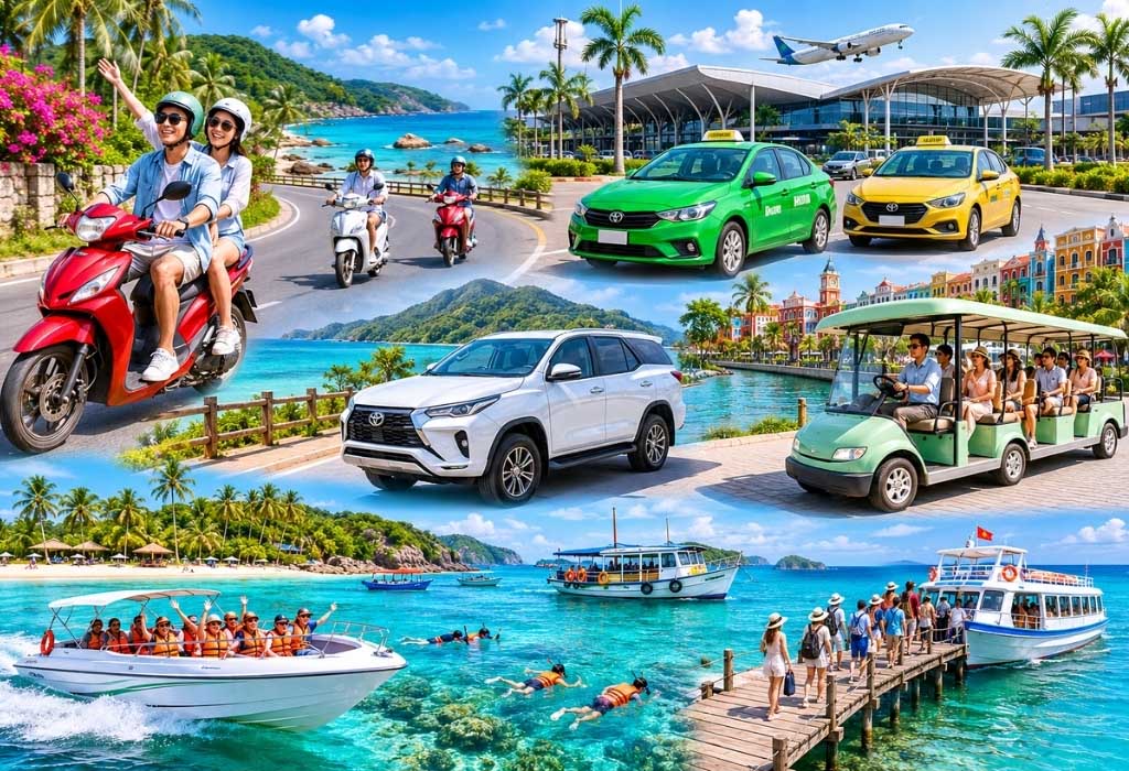 Các phương tiện phổ biến được sử dụng khi du lịch Phú Quốc.