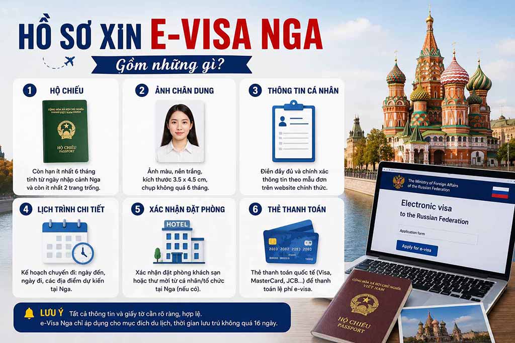 Hồ sơ xin evisa Nga