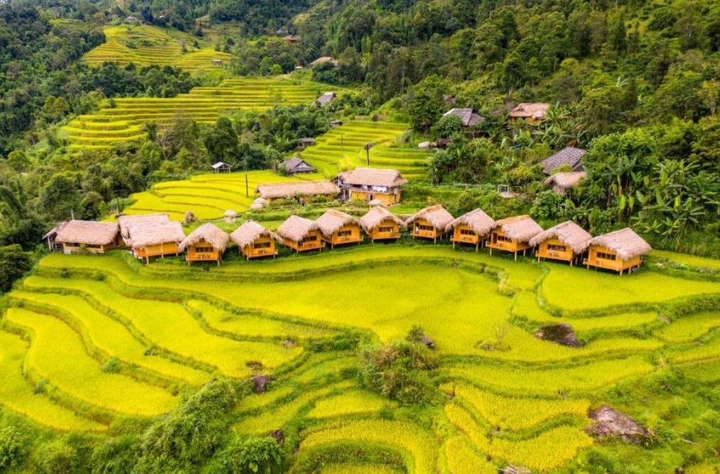 Nhà truyền thống và homestay tại làng du lịch cộng đồng Nậm Hồng.