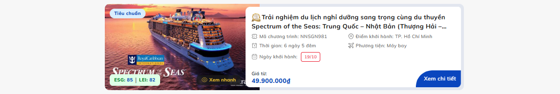 Tour du thuyền liên tuyếnTrung Quốc - Nhật Bản
