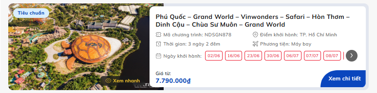 Tour du lịch Phú Quốc: Thiên Đường Giải Trí Vinwonders - Safari World - Sun World Hòn Thơm Nature Park