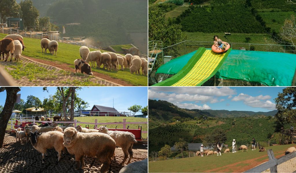 Nhà gỗ đỏ tại Chika Farm (Floating Town)