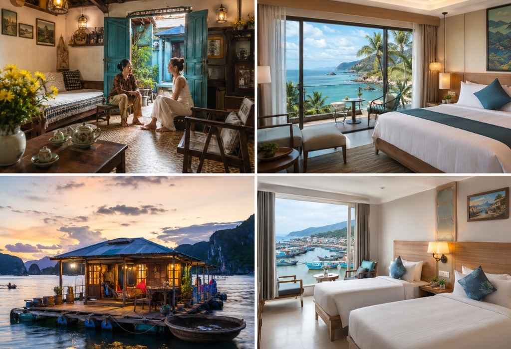 Homestay resort và nhà bè ven biển