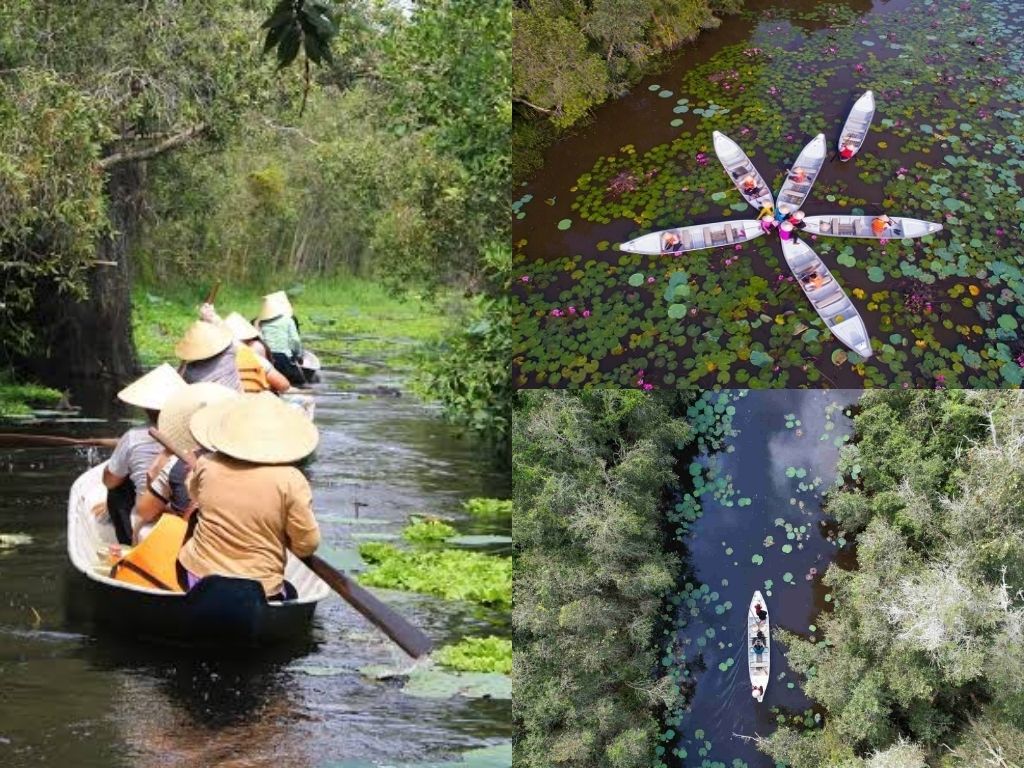 Trải nghiệm xuồng ba lá tại Làng nổi Tân Lập