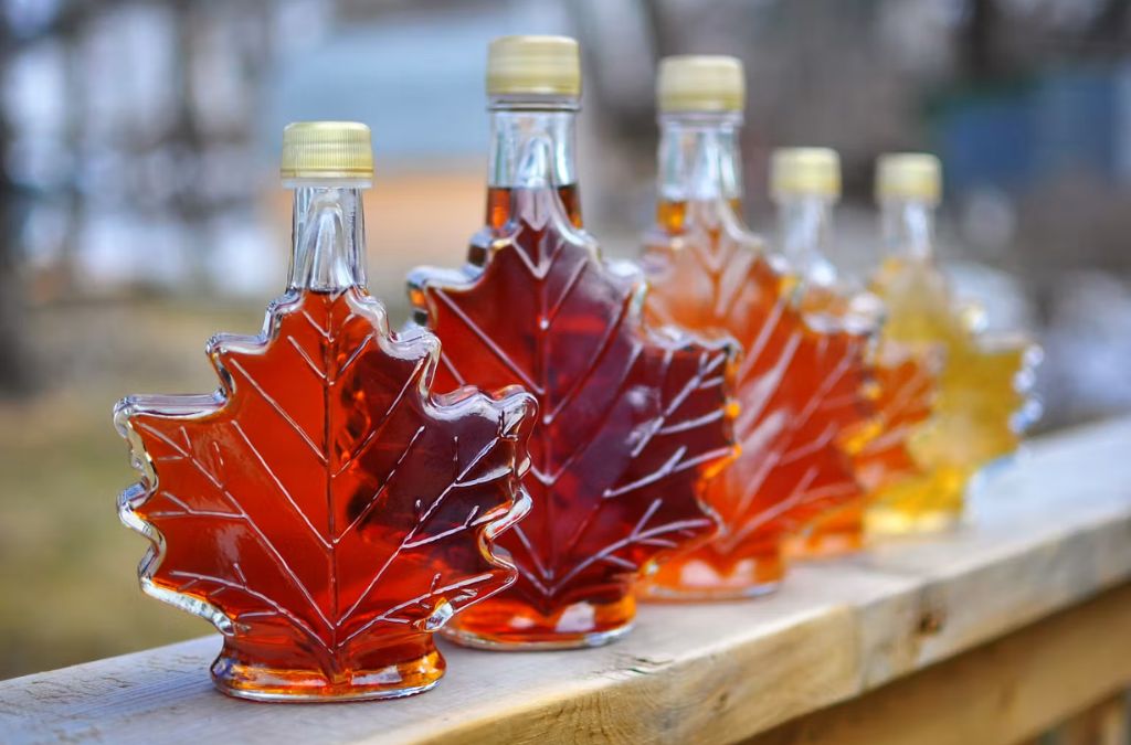 Chai siro lá phong Canada hình lá phong