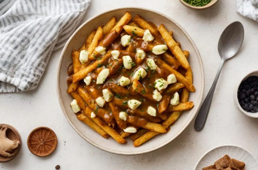 Poutine với khoai tây chiên và phô mai