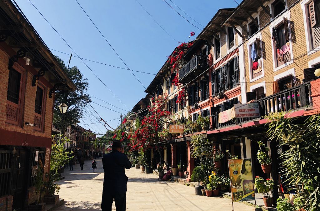 Dãy nhà truyền thống trên phố cổ Bandipur Bazaar