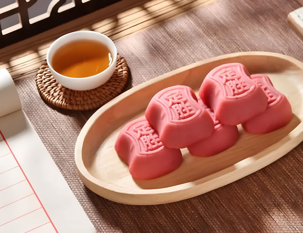 Bánh Định Thắng màu hồng hình thỏi vàng ở Ô Trấn