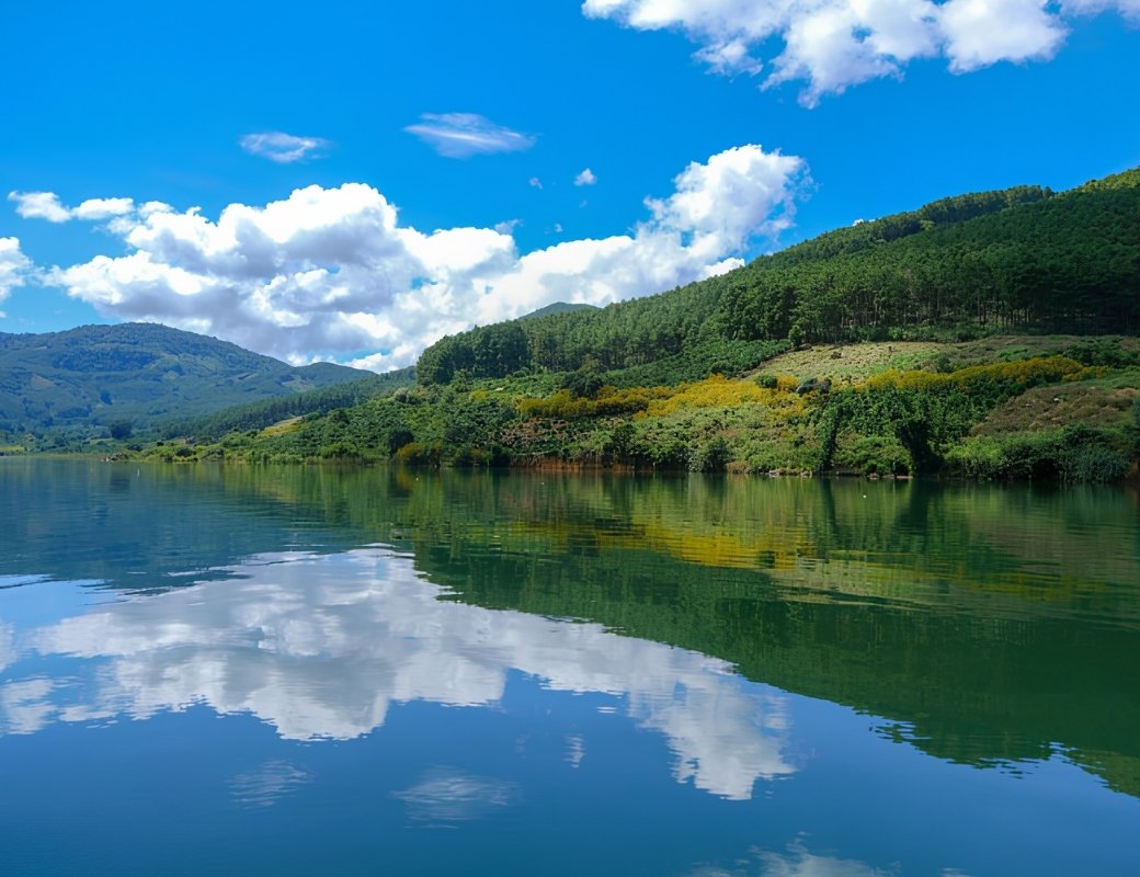 Hồ Kala giữa đồi núi và rừng xanh