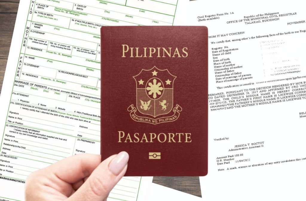Hộ chiếu Philippines đặt cùng các giấy tờ hành trình