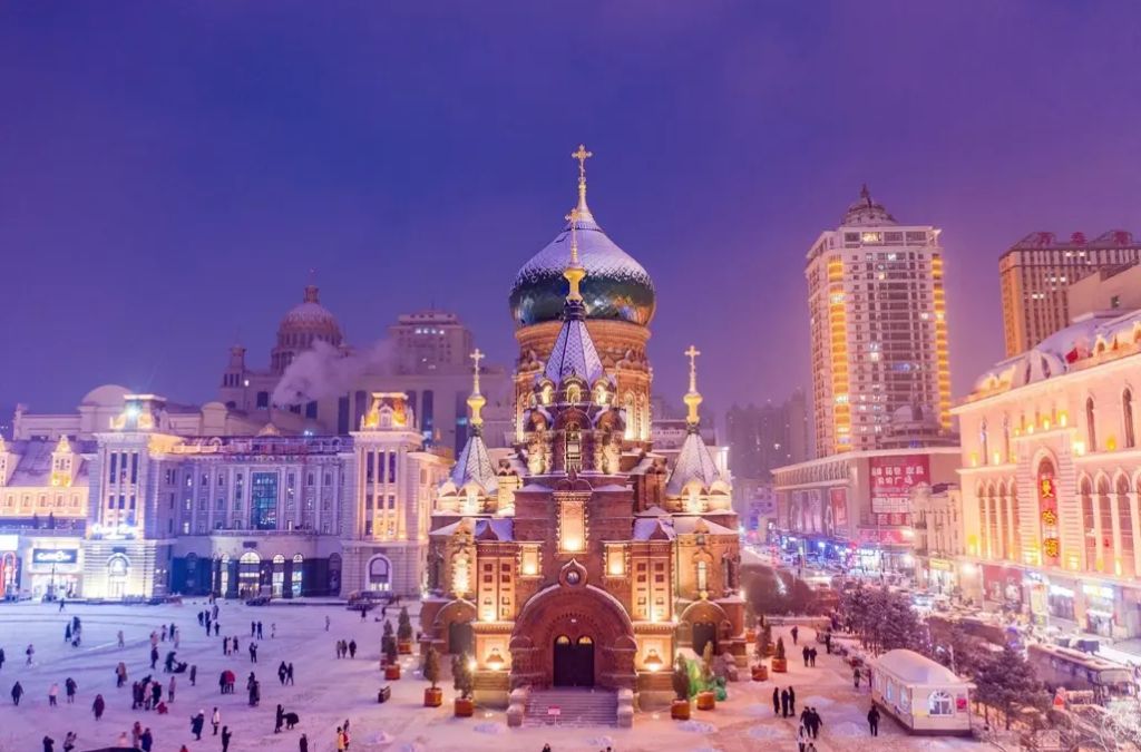 Toàn cảnh khu phố đi bộ Zhongyang mùa đông
