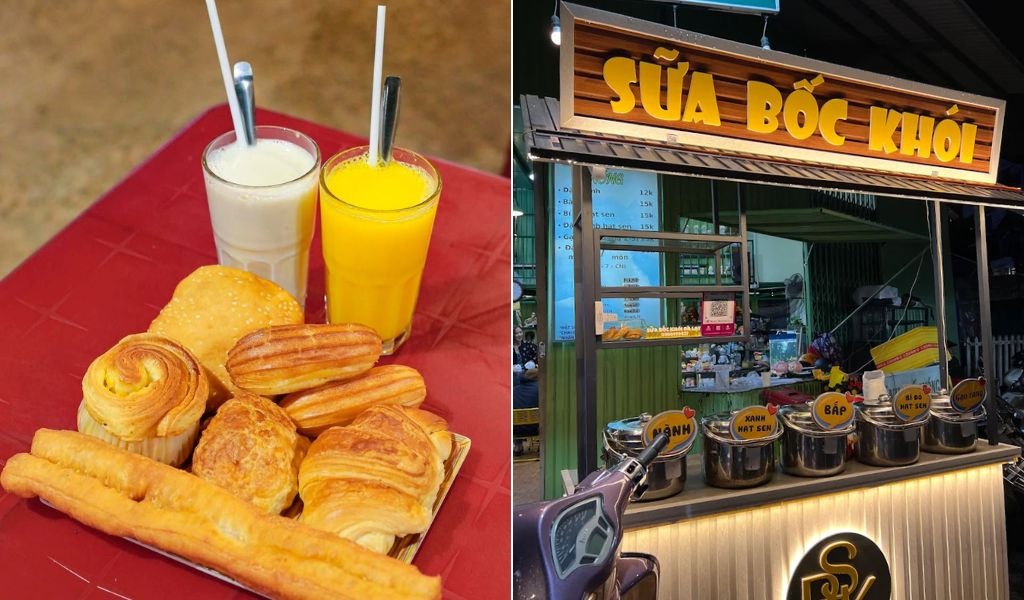 Sữa gạo lứt và sữa bí đỏ hạt sen tại quán Bốc Khói