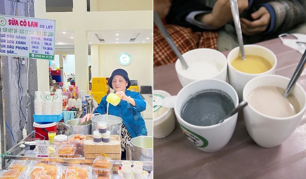 Các loại sữa hạt nóng tại quán Sữa Cô Lan Đà Lạt