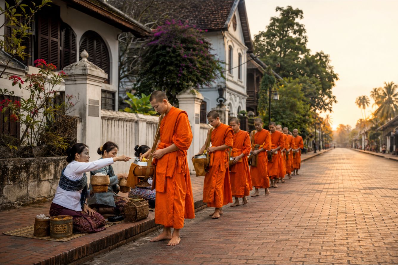 Nghi lễ khất thực ở Luang Prabang Lào