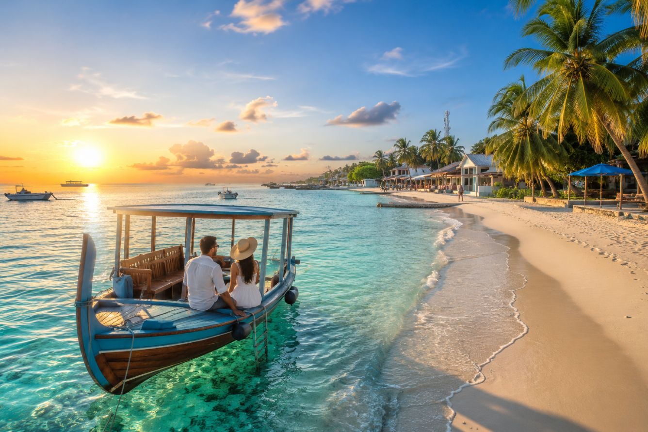 Biển đảo Maldives với nước xanh trong