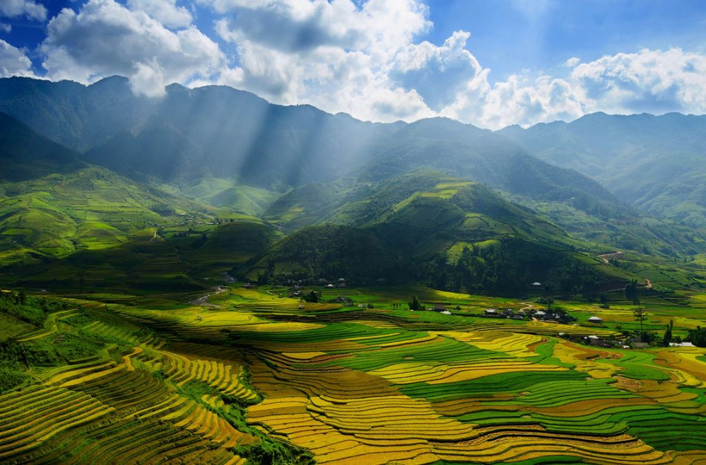 Ruộng bậc thang Pù Luông vào mùa lúa chín