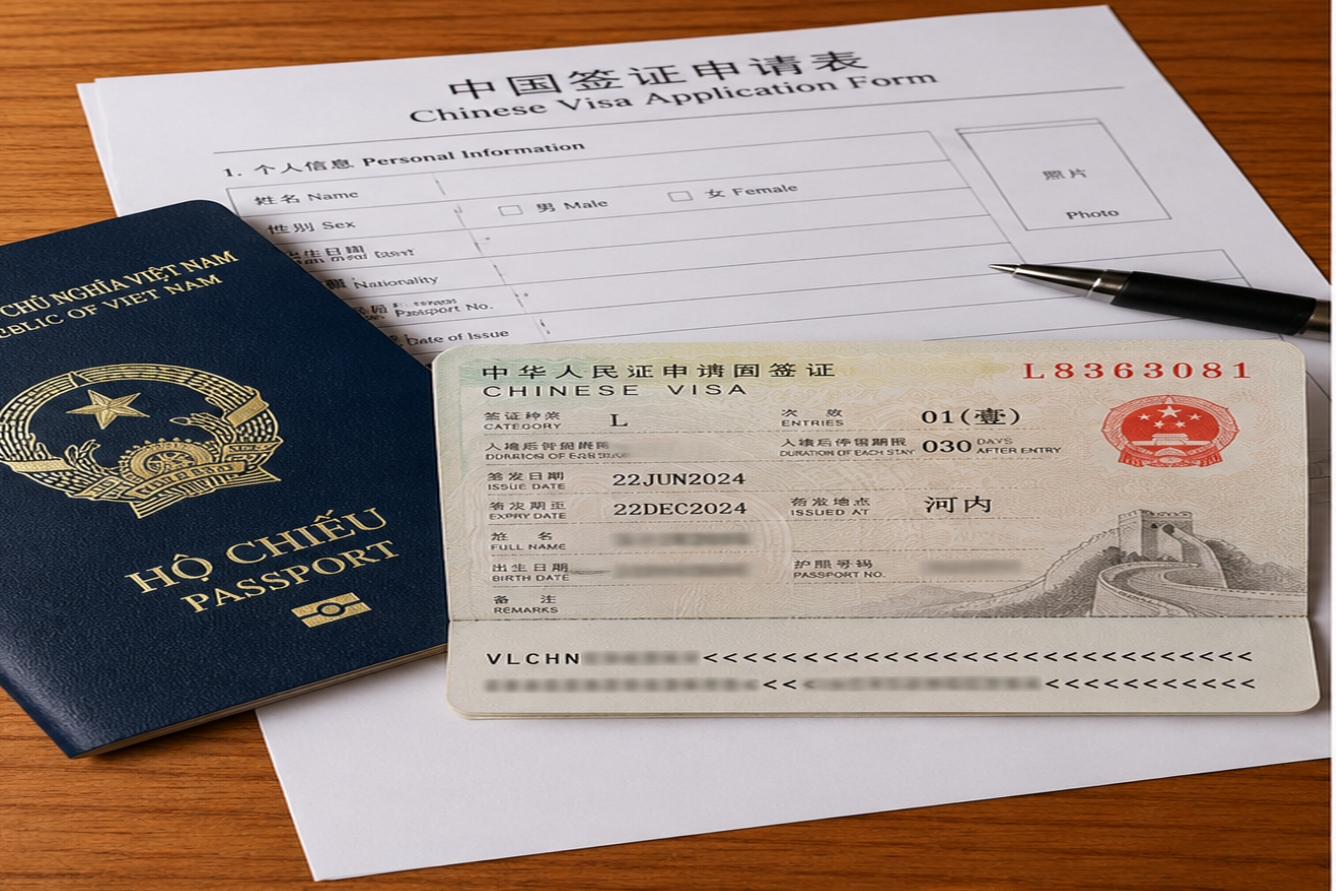 Hồ sơ visa và hộ chiếu đi Trung Quốc 