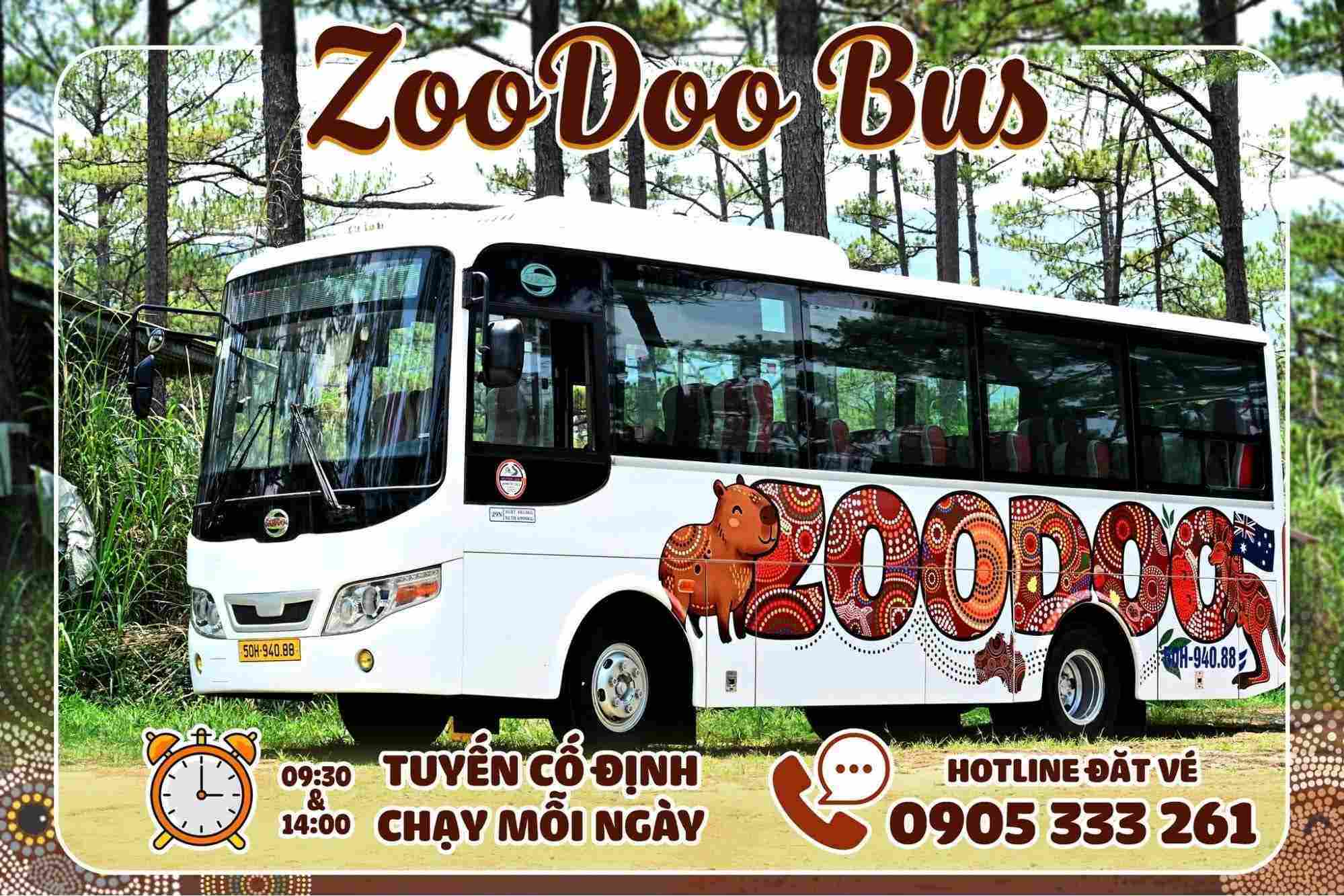 Xe shuttle bus đưa khách đến ZooDoo Đà Lạt