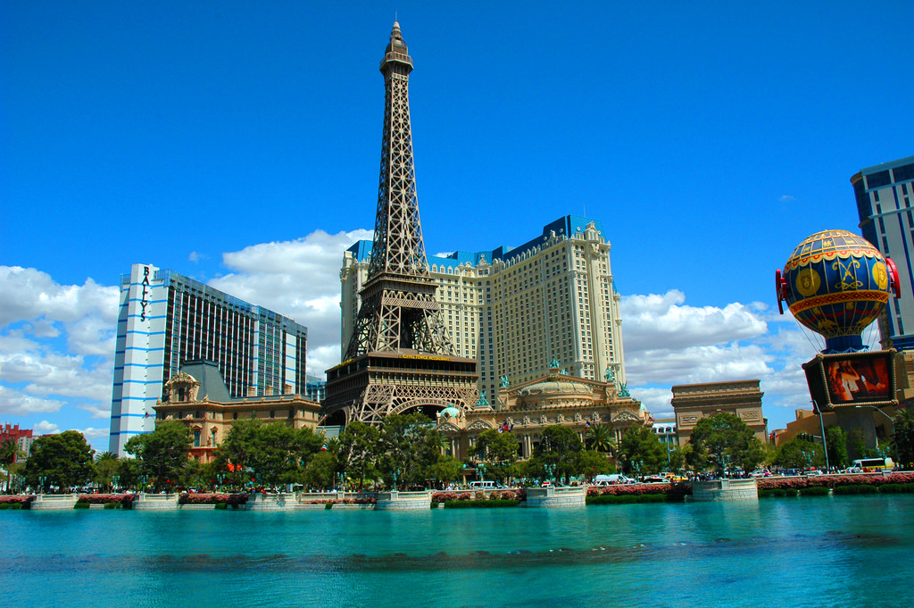 Scale replica of the Eiffel Tower at Paris Las Vegas Hotel and
