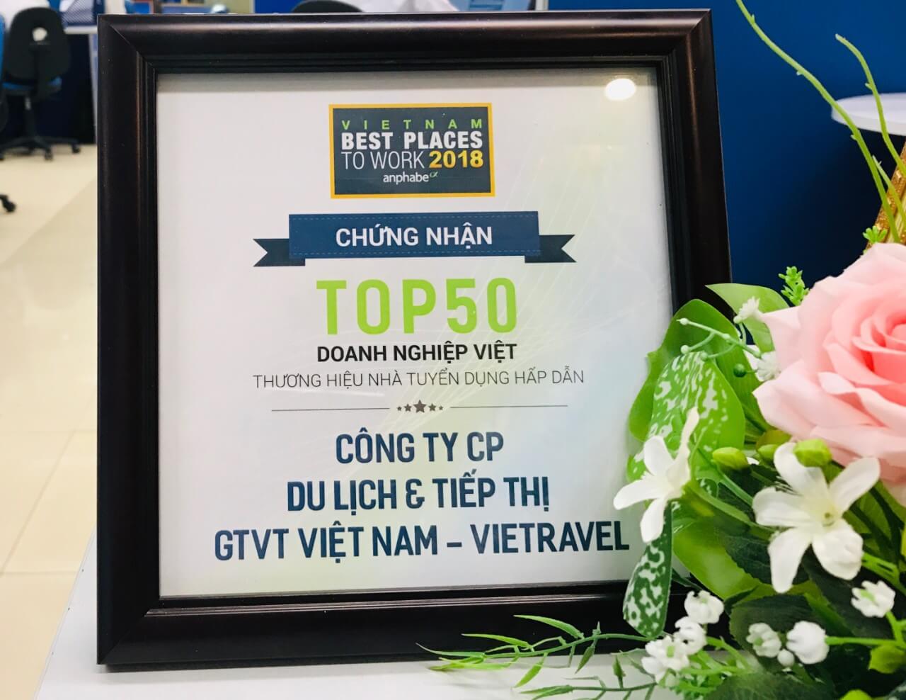 Vietravel đạt top 50 Doanh nghiệp Việt có thương hiệu Tuyển dụng hấp dẫn năm 2018