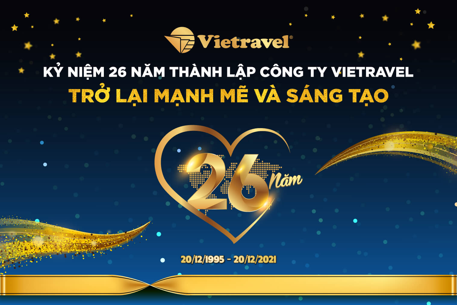 Chào mừng Kỷ niệm 26 năm Ngày thành lập Vietravel (20/12/1995 - 20/12/2021)