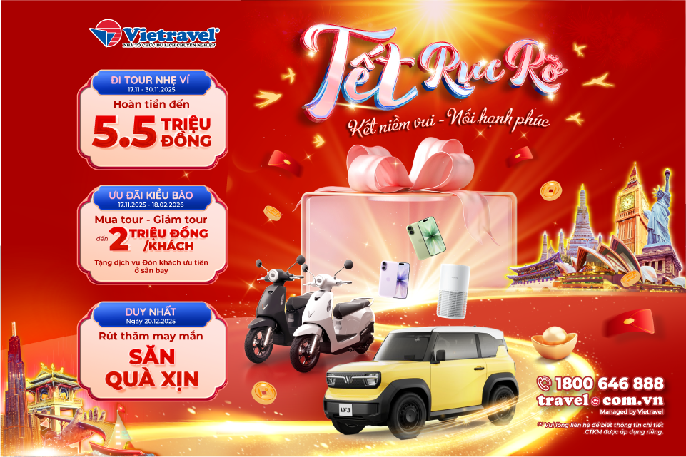 Vietravel ra mắt chương trình khuyến mại Xuân Bính Ngọ 2026: “Tết rực rỡ – Kết niềm vui, Nối hạnh phúc”