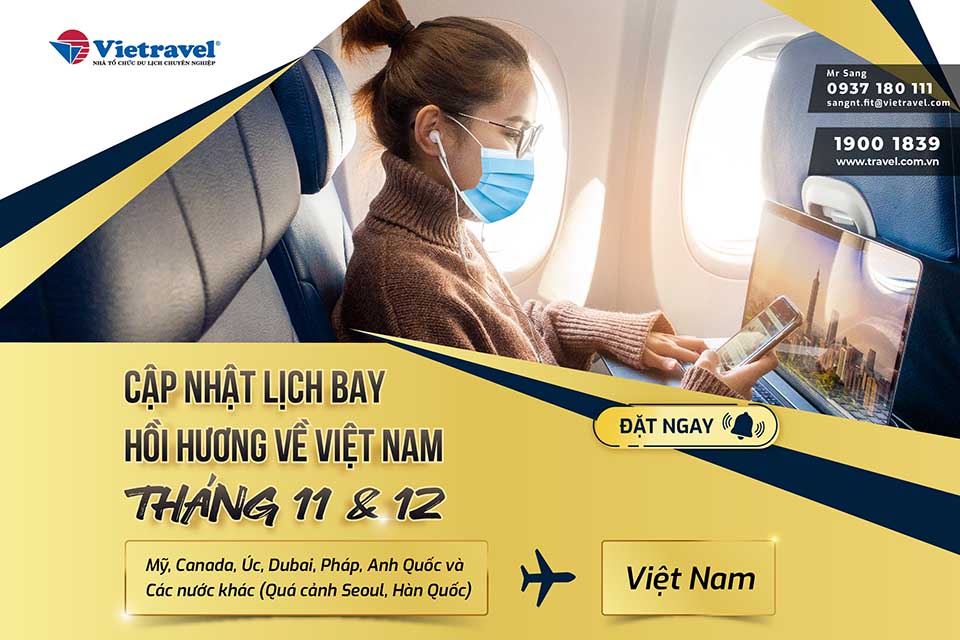 Vietravel tăng chuyến bay hồi hương tháng 11-12/2021